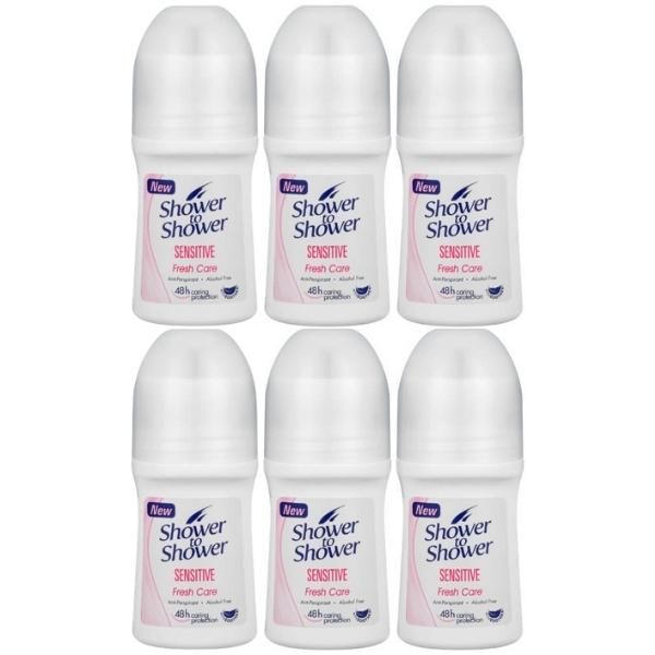 Shower To Shower - Ladies Roll-On 50ml - Sensitive Care - Pack of 6