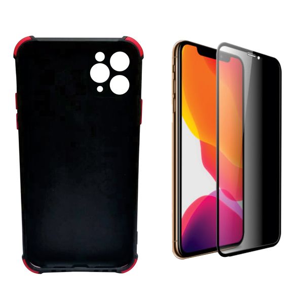 iPhone 11 Pro Black Privacy Anti Spy Screen Protector and Back Cover Combo