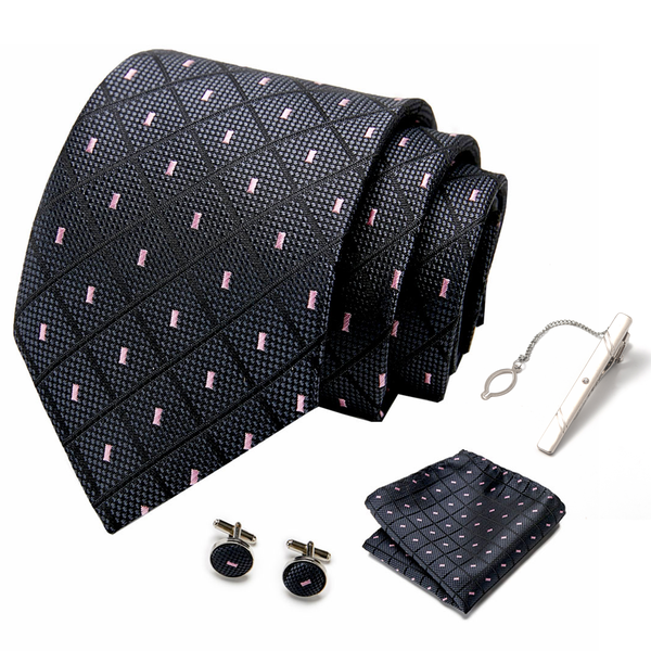 Men's Tie Gift Set Luxury Necktie Handkerchief Pocket Square Cufflinks