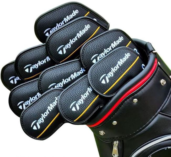 10-Piece Premium Leather Magnetic Golf Club Iron Covers, Full Protection