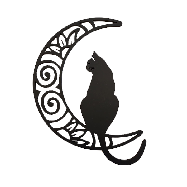 Cat Silhouette on Crested Moon