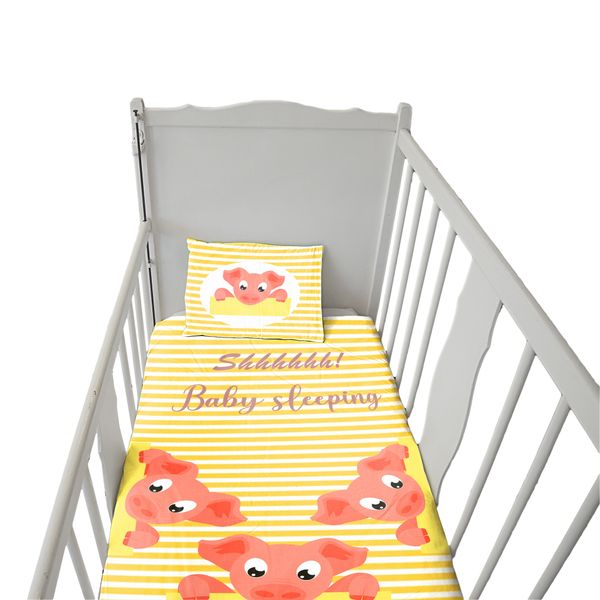 Yellow Pig Cot Duvet Set