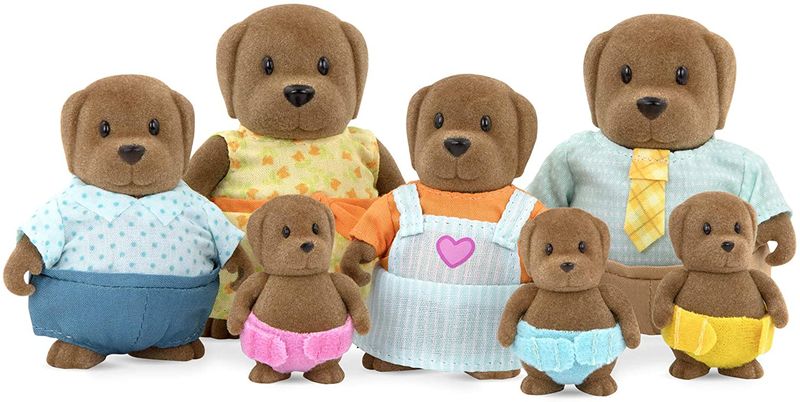 Li'l Woodzeez Wagadoodle Dog Family - Large 7 member Animal Family