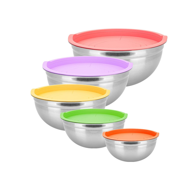 Stainless Steel Mixing Bowl Set of 5 With Lids