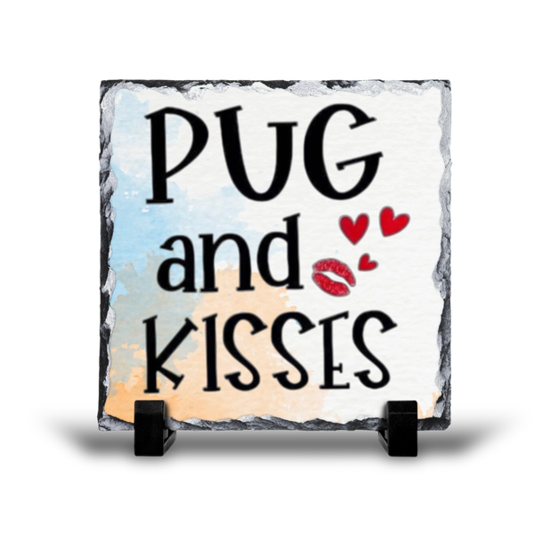 Pugs &amp; Kisses Dog Lover Gift Rock Slate