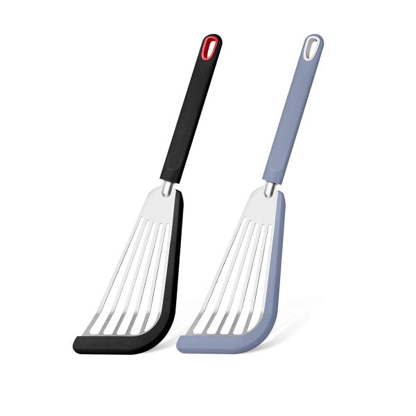 2Piece Silicone Fish Turner Spatula Kitchen Cooking Spatula Flipper for Egg