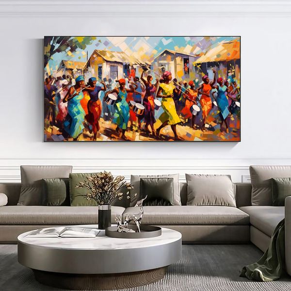 Canvas Wall Decor - Vibrant Township Rhythm - 0378