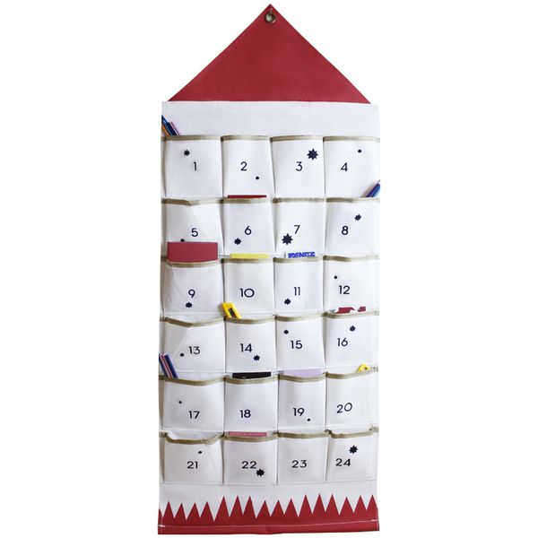24 Pocket Christmas Advent Calendar, Perfect for Festive Wall Decor - Red