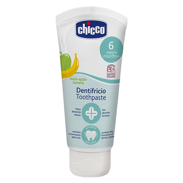 Chicco Fluoride Toothpaste - 6 Months - Apple/Bananna- 50Ml -Yellow