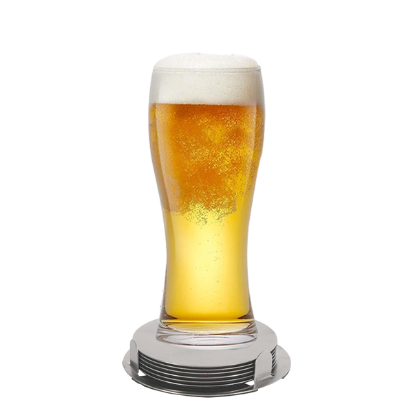 Beer Glass Set with Modern Coasters - 400ml Draught Glasses