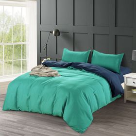 Linen Boutique - Duvet Cover Set Reversible Solid Navy Blue & Teal