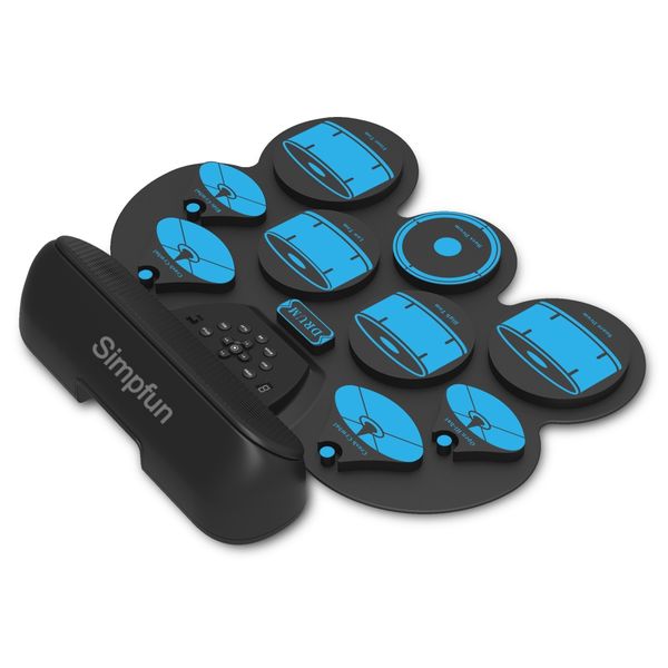 Portable 9-Pad Roll Up Electronic Drum Kit with Pedals &amp; Built-in Speaker