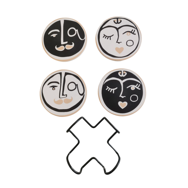 Designer Ceramic Coasters with Holder - Abstract Face Collection