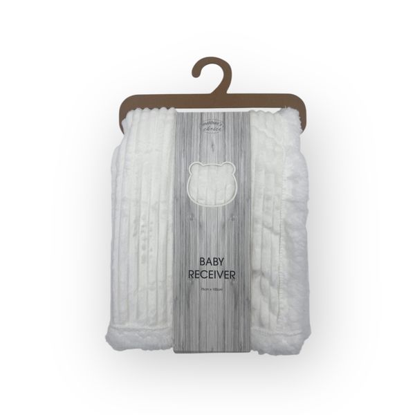 Mothers Choice Premium Sherpa Fleece Stripe Blanket - Natural