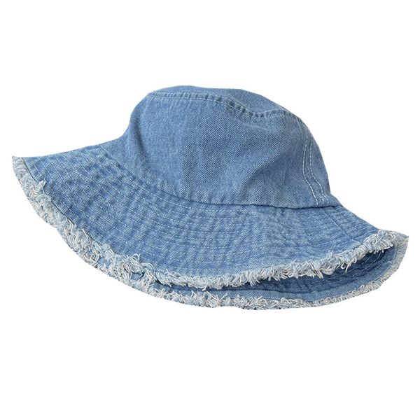 Denim old fisherman hat retro raw edge casual