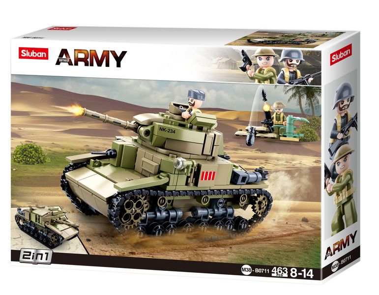 Sluban WWll Italian Army M14/41 Medium Tank - 463 Piece