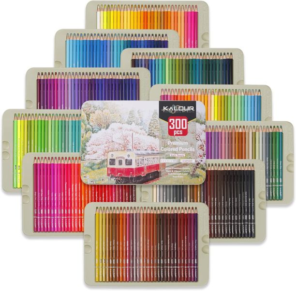 KALOUR Professional Oil Colored Pencils Set, 300 Vibrant Colors
