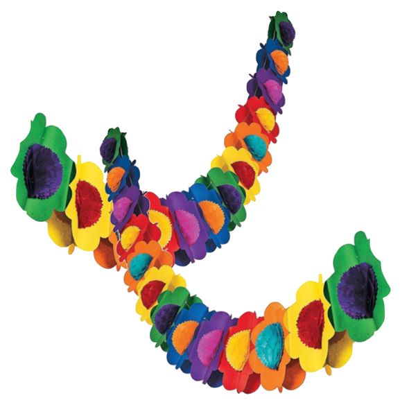 Party Rainbow Flowers Garland Streamer Set of 2 (6m) Fun Jumbo Pack