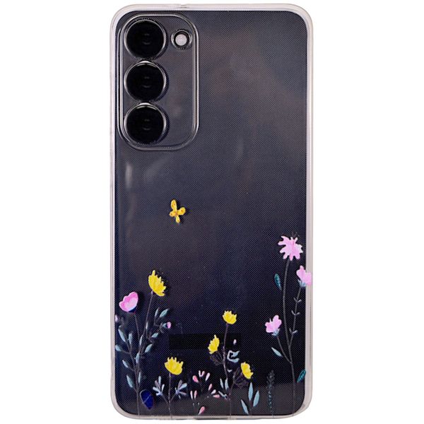 Clear Phone Case with Bottom Floral - Compatible with Samsung S23+