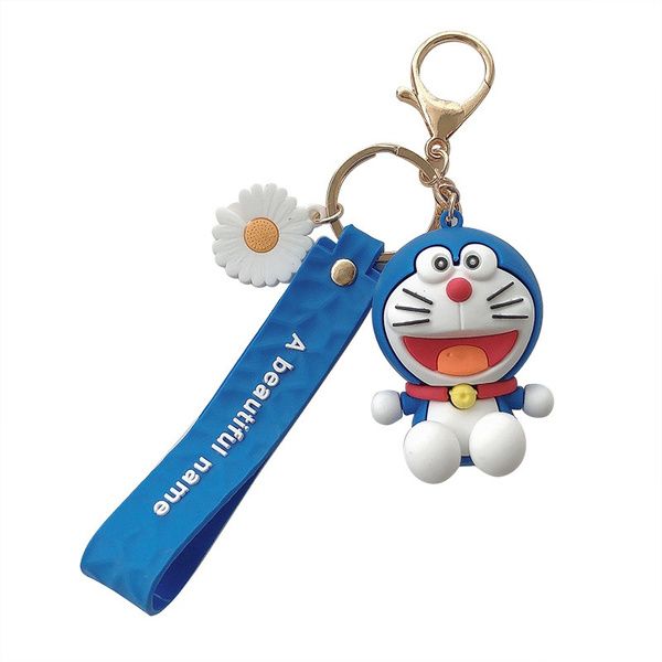 3D Doremon Figure with Strap( A Beautiful Name) Rubber Keychain and