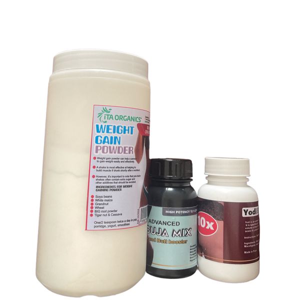 100% Organic Weight Gain Powder 1kg, Abuja &amp; Yodi 60 Capsules Each