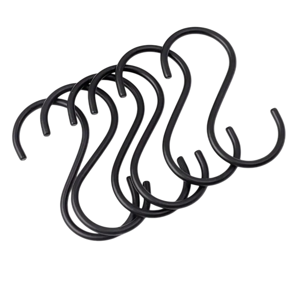Black Stainless Steel S-Shaped Hanging Hooks - 6-Pack