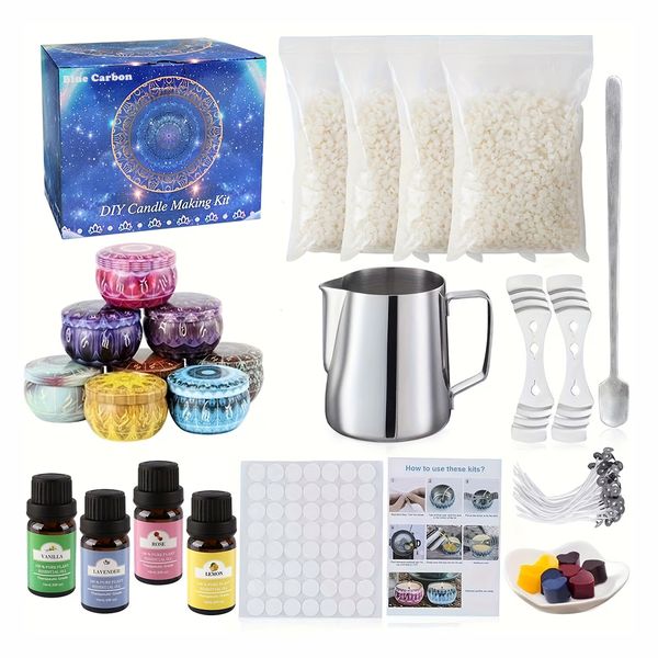 135pcs DIY Candle Making Kit Aromatherapy with Soy Wax &amp;Tins &amp; Wicks &amp; Oil