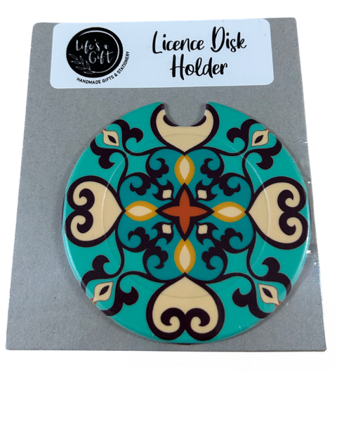 Orange and Maroon Mandala Licence Disk Holder