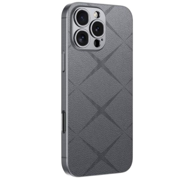 Luxury Leather-Pattern Phone Case Compatible with iPhone 16 Pro Max - Black