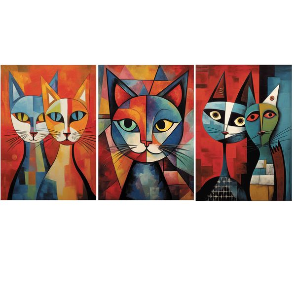 Modern Cats Wall Art Prints - Unframed