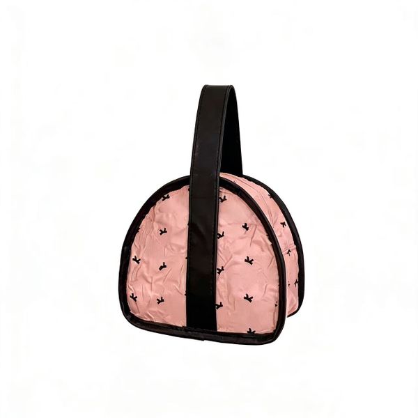 Portable Handheld Wash Bag with Bow Print - Waterproof Toiletry