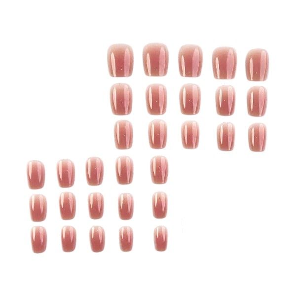 30 Short Coffin Press-On Nails With Sheer Jelly Finish - Nude
