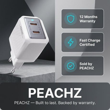 PEACHZ 40W Dual USB-C Fast Charger - PD GaN Wall Charger Adapter