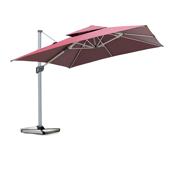 360 Degree Rotating Outdoor Waterproof Umbrella With Base And Light