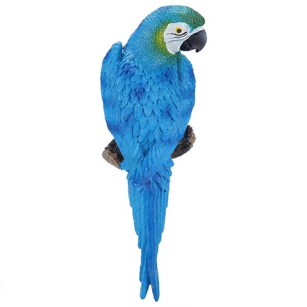 Resin Lifelike Parrot Ornament Wall Decor Hanging Sculpture Blue Left