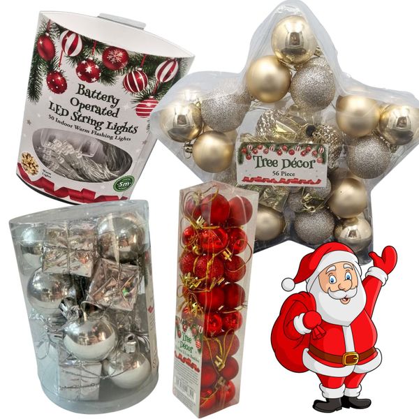 Christmas Tree Decor Bundle - Decor Baubles and Christmas Lights OPT1