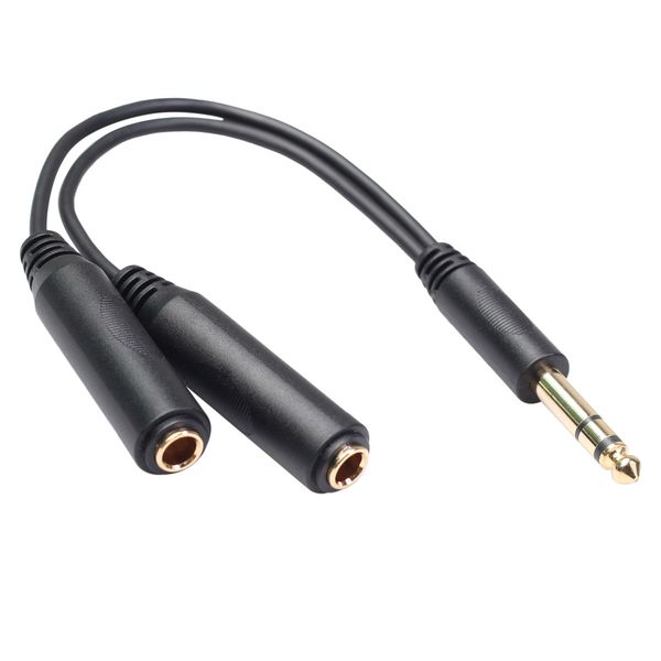 6.35mm Male to Female Jack Dual 1/4 TRS Stereo Splitter Y Cable 20CM