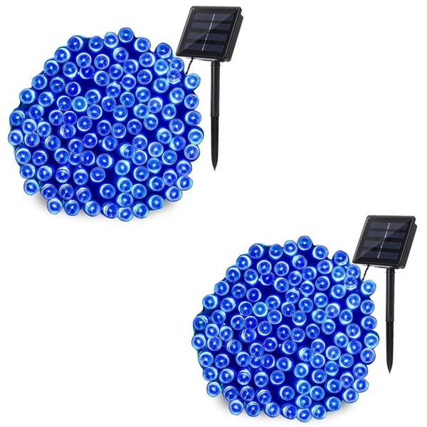 Solar String Lights 100 LED 12M Decorative Lamp for Christmas 2Pack