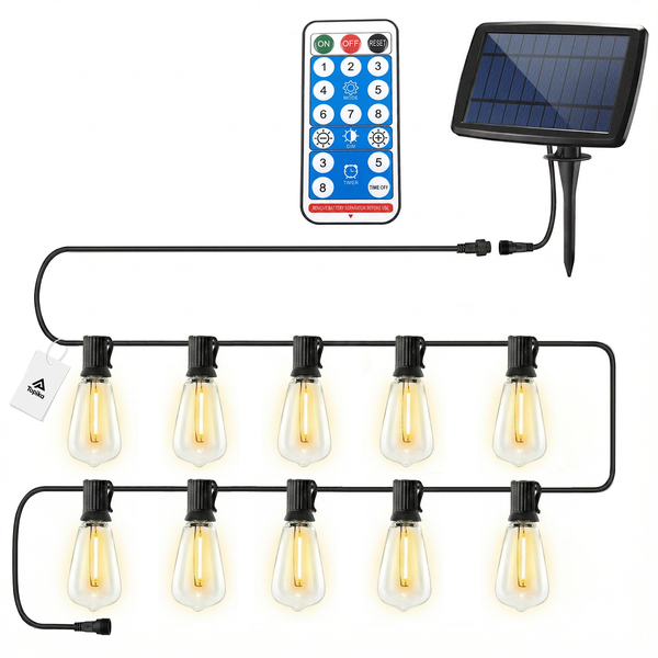Topika - Solar Lights Outdoor String, Solar Festoon Light, Solar Cafe Light