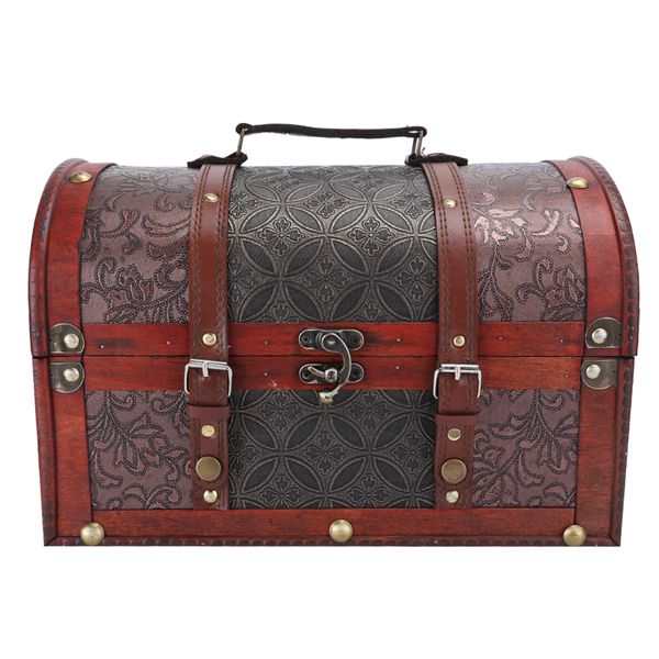 Vintage Wooden Jewelry Box Treasure Storage Photo Decor Prop
