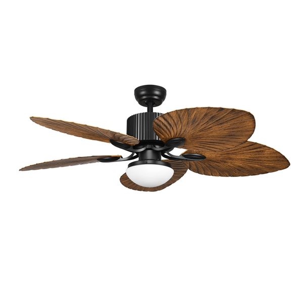 Hello Today 52" Palm Tropical Remote Control Brown Ceiling Fan -MRUL