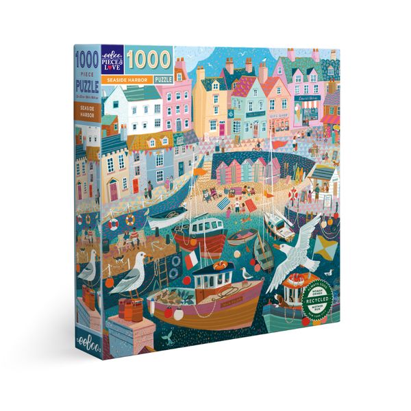 eeBoo - Square Family Puzzle - Seaside Harbor - 1000 Pieces