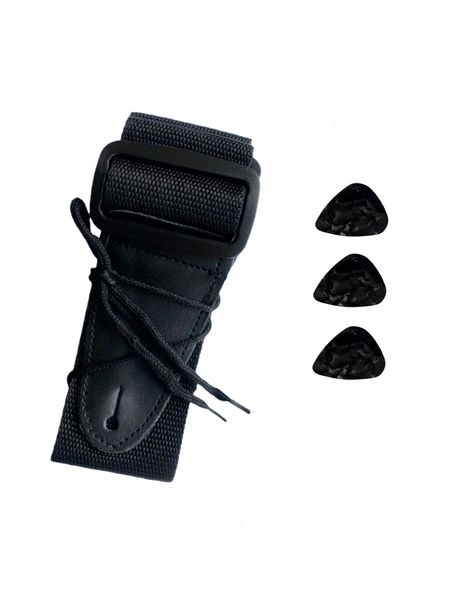 Black Guitar Strap with Picks