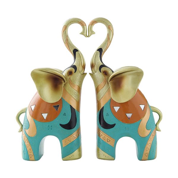 Love Elephants With Trunks In A Heart Ornaments - Set of 2