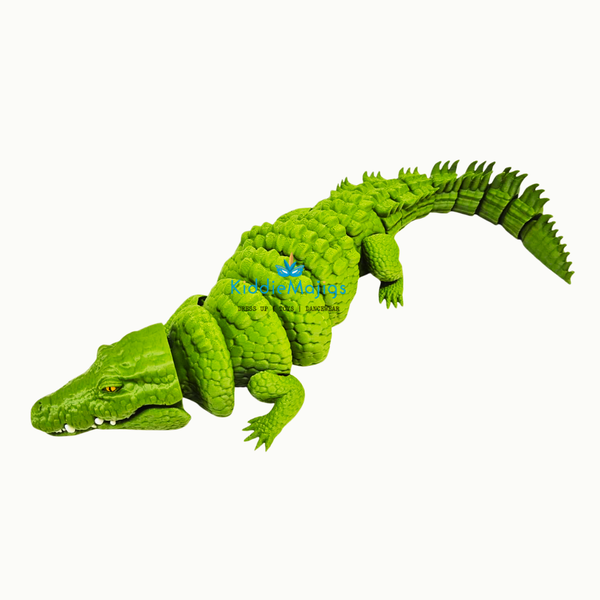 3D Printed Crocodile Large Green Articulated Toy for Kids