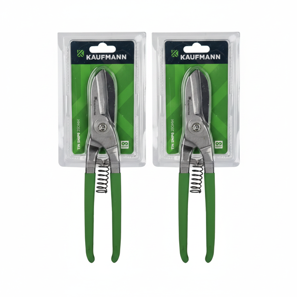 Kaufmann 250mm Tin Snips for Precision Metal Cutting - 2 Pack