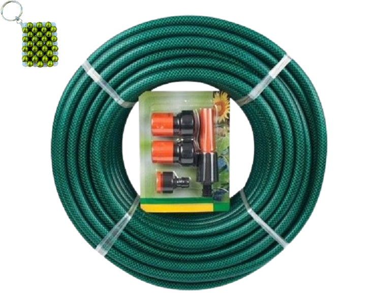 20M Green Garden Hosepipe - Flexible And Durable Hose &amp; Key Holder