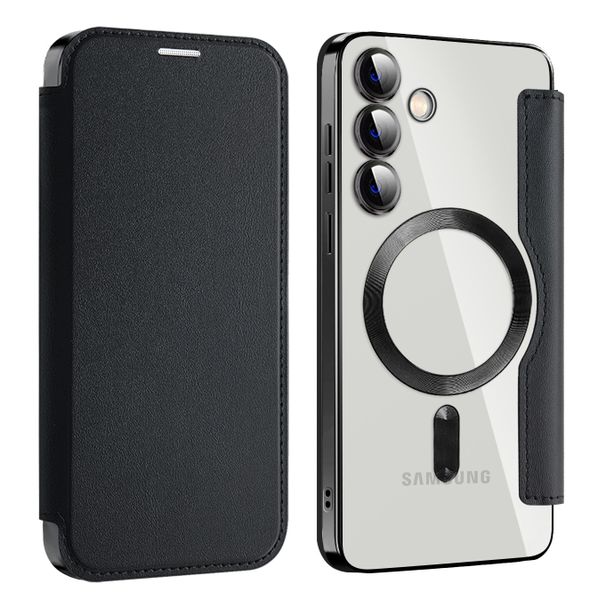 Magnetic Magsafe Leather Flip Cover Compatible With Samsung Galaxy S24 Plus