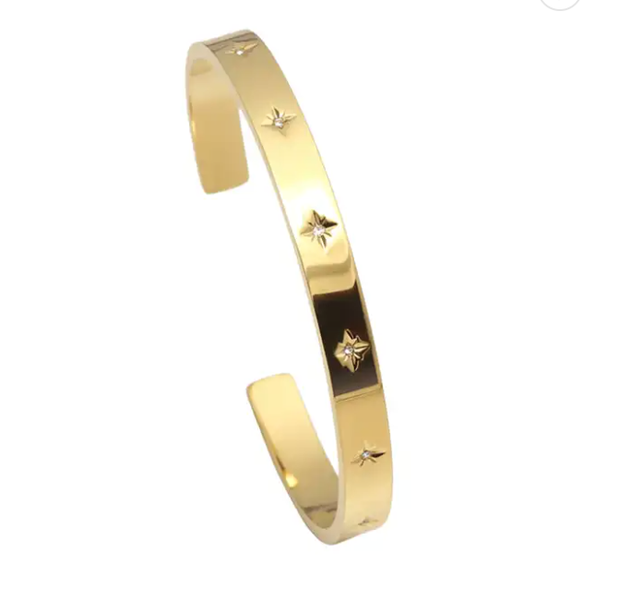Vixen Bangle in Gold Plated Stainless Steel with Cubic Zirconia