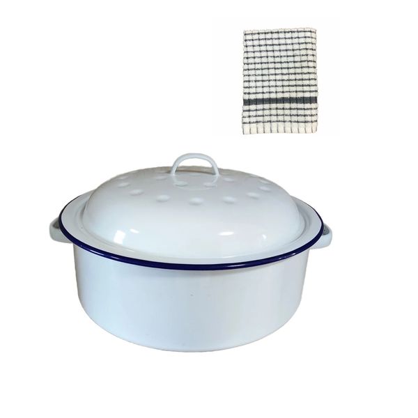 Enamel Round Casserole Dish - White - 20cm